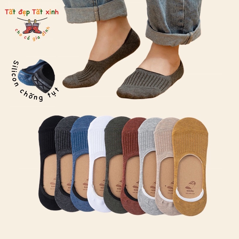 Tất lười nam công sở có silicon chống tụt gót - 1 set 9 màu cho cả nam và nữ