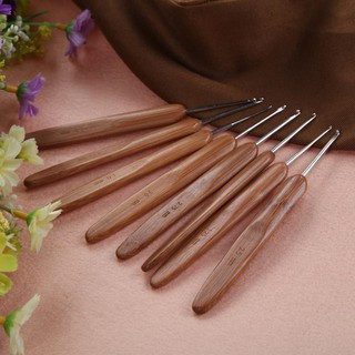 Bộ 20 kim móc đan len cán gỗ kèm túi đựng