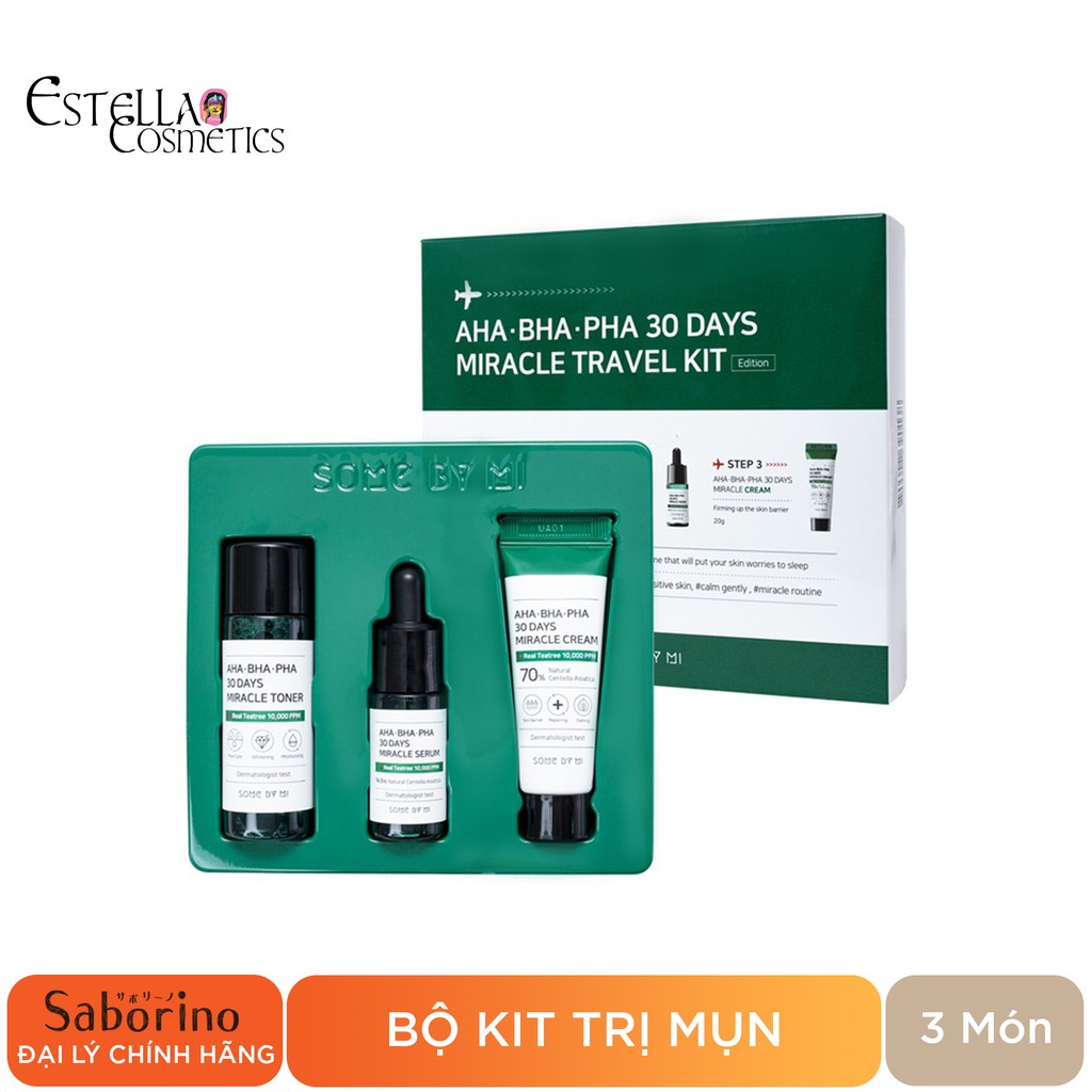 Bộ Kit 3 Sản Phẩm Dưỡng Da Ngăn Ngừa Mụn Some By Mi AHA-BHA-PHA 30 Days Miracle Travel Kit