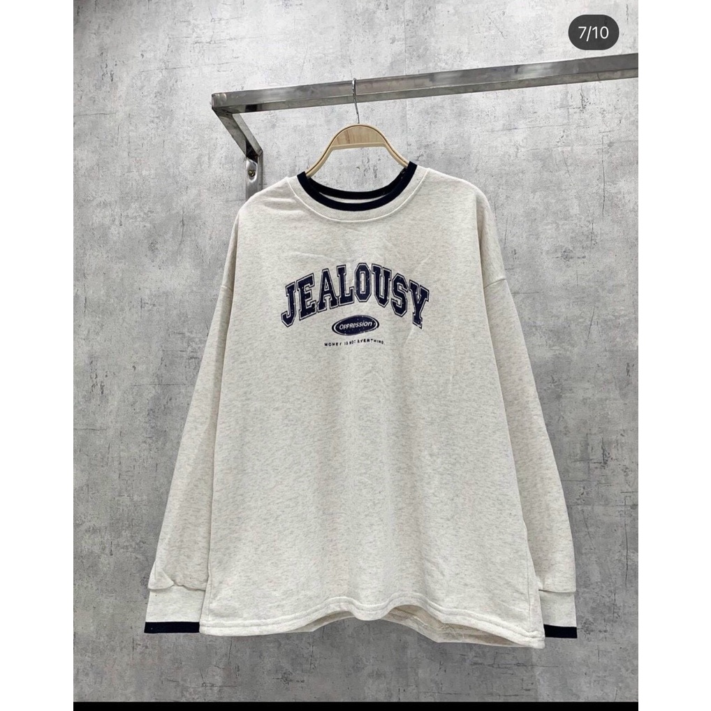 Áo sweater nỉ bông cotton unisex dáng rộng dưới 72kg annastore - Jealousy | BigBuy360 - bigbuy360.vn