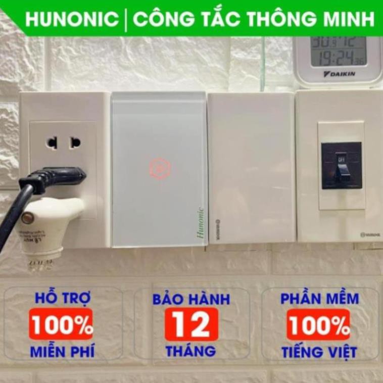 Công tắc cảm ứng Hunonic Datic 2 Nút kết nối Wifi điều khiển mọi thiết bị từ xa qua điện thoại, 2 màu trắng và đen