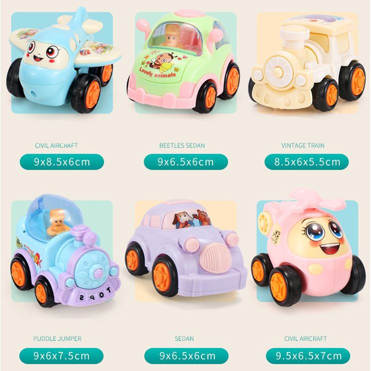 Bộ 6 Xe Mini kids toys - Những Người Bạn vui Vẻ - Dành cho Trẻ từ 1-5 tuổi - Động cơ bánh đà hoạt động trơn tru
