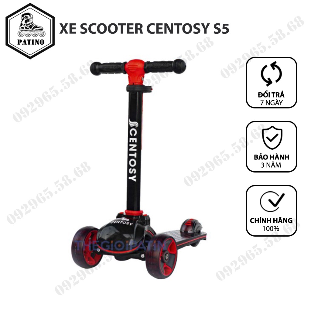 Xe scooter cho bé Centosy S5 chính hãng có bánh đèn phù hợp bé 3-10 tuổi