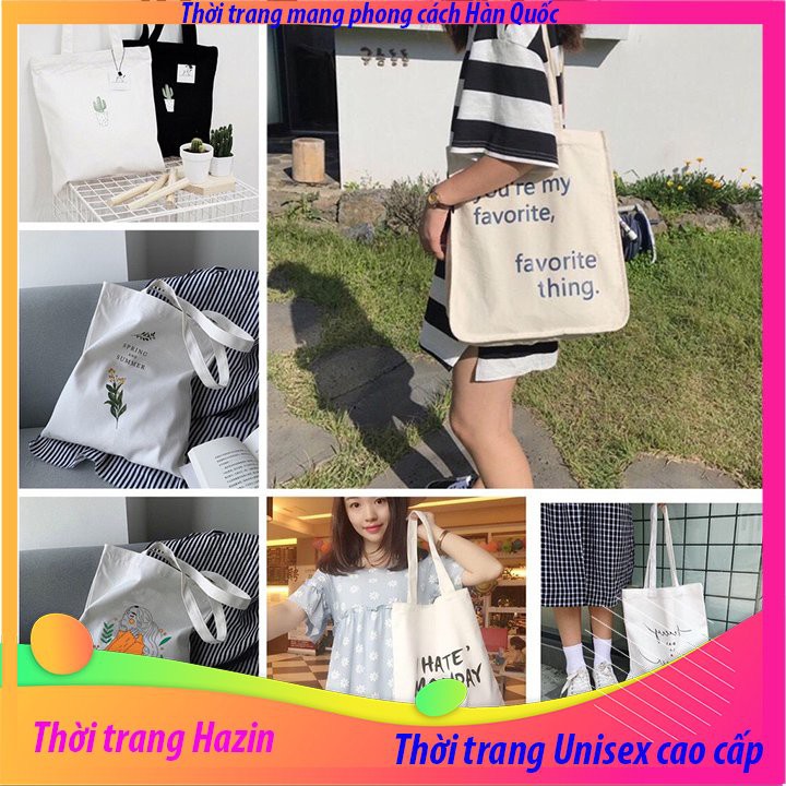 Túi tote Túi Vải  đeo vai nữ thời trang Hazin favorite thing vải thô canvas chất lượng cao,đi làm,đi học kiểu mới HZ 34