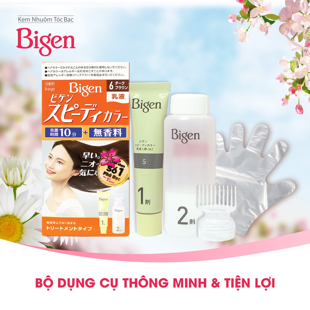 Thuốc nhuộm phủ bạc Bigen Milky 100ml dạng kem nhập khẩu Nhật Bản, nhuộm tóc bạc hoàn toàn, nhuộm dễ tại nhà