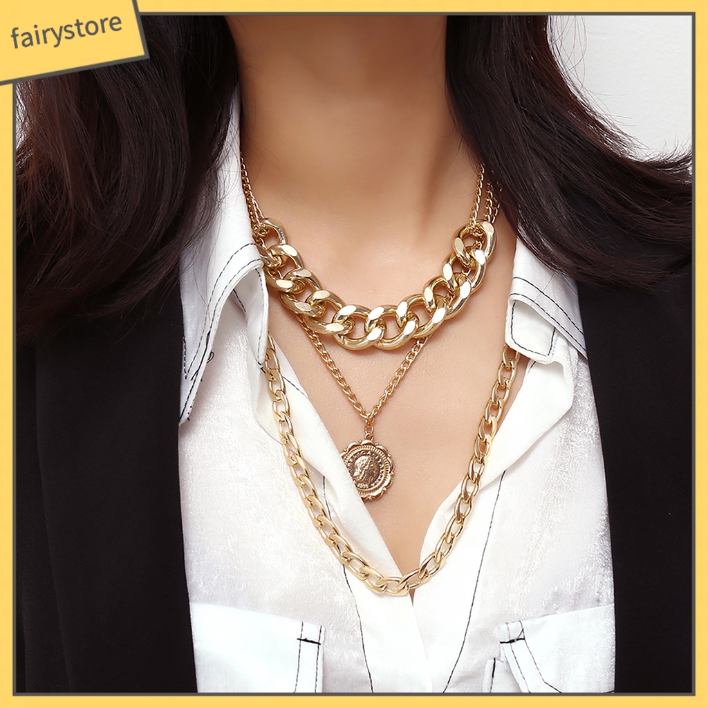 Dây Chuyền Đeo Cổ Nhiều Lớp Thiết Kế Độc Đáo Cá Tính Cho Nữ