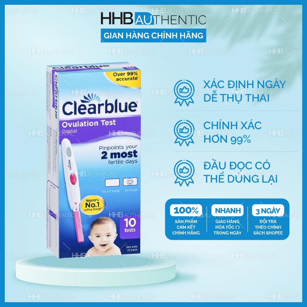 Que thử rụng trứng điện tử Clearblue Digital Ovulation Test 2 Most - Xuất xứ Úc