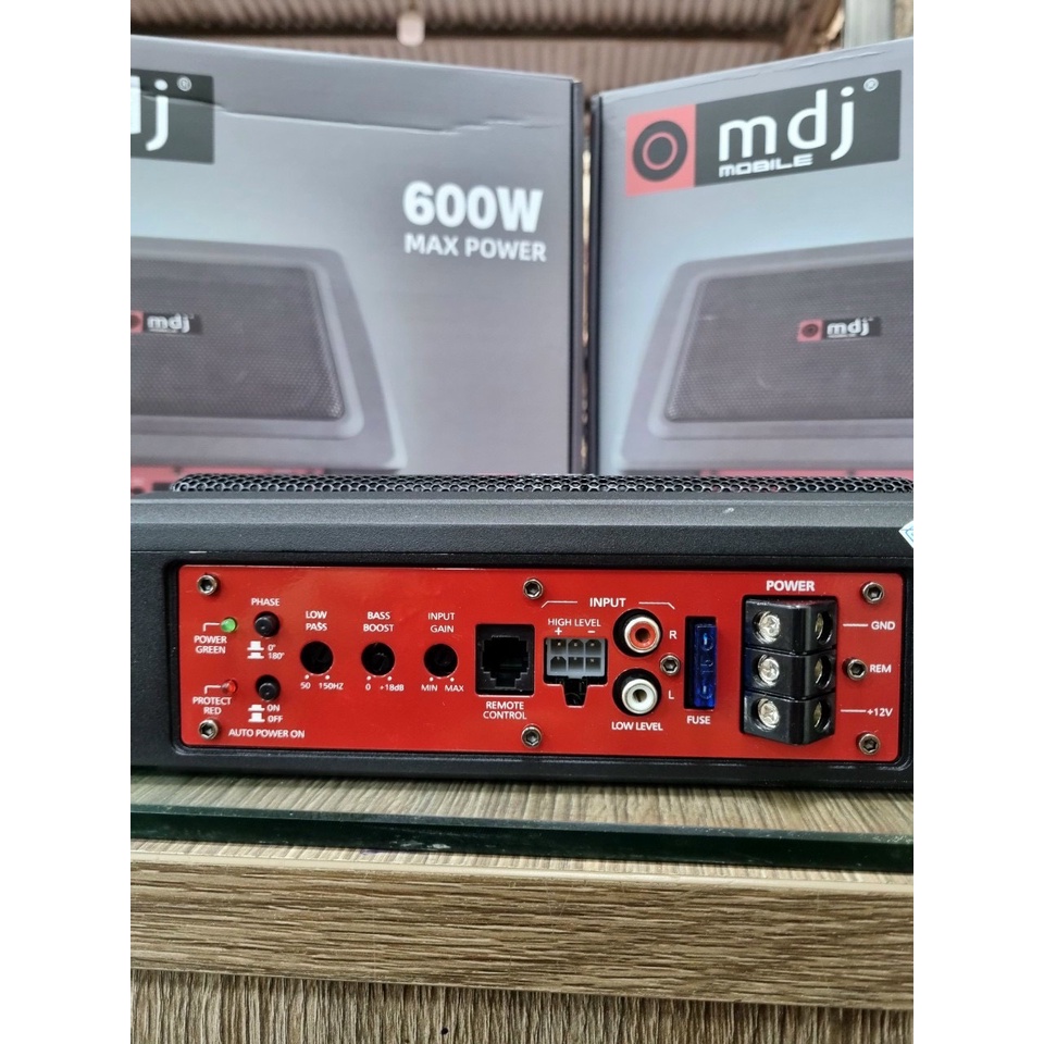 Loa sub ô tô, Loa sub gầm ghế ô tô MDJ 69A 600W 6x9 inch 285x210x75 mm có kèm đủ dây nguồn và điều khiển âm lượng