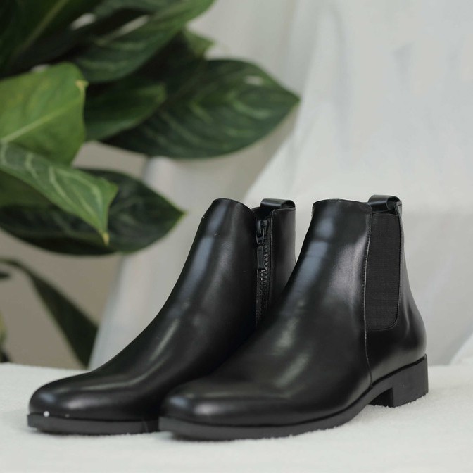 Chelsea Boots khóa - Giày Chelsea Boots da bò - Giày cao cổ nam tăng chiều cao, zip boots khóa dễ sử dụng đế cao su đúc