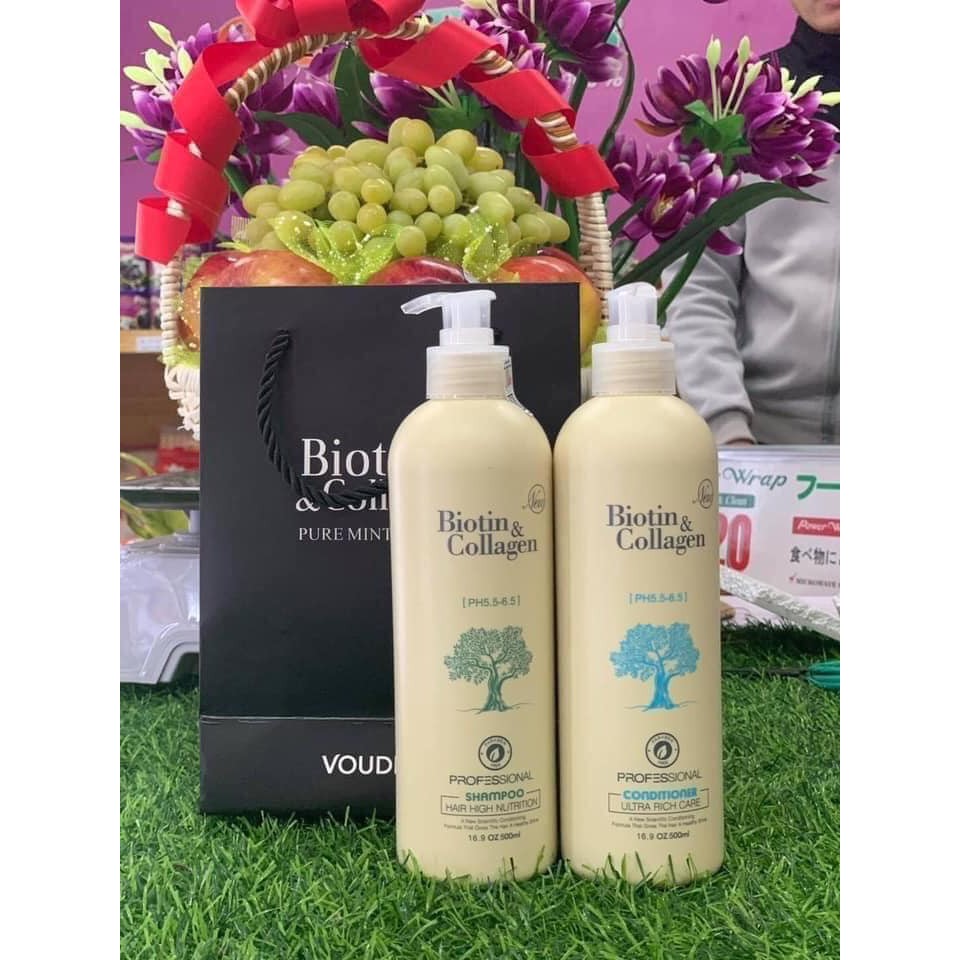 CẶP DẦU GỘI, DẦU XẢ TÓC BIOTIN &amp; COLLAGEN TRẮNG SIÊU MỀM MƯỢT - DT 1000ML