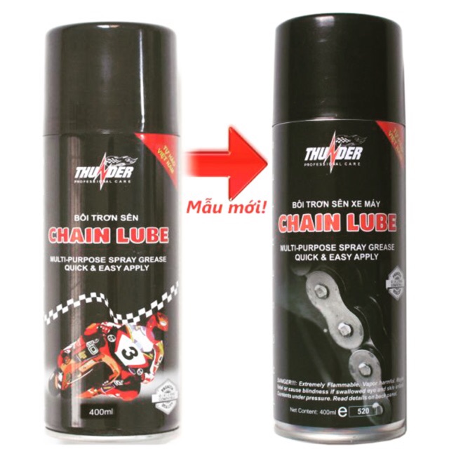 [Shopee Trợ Giá] Chai xịt bôi trơn bảo dưỡng sên / xích xe mô tô Thunder Chain Lube 400ml