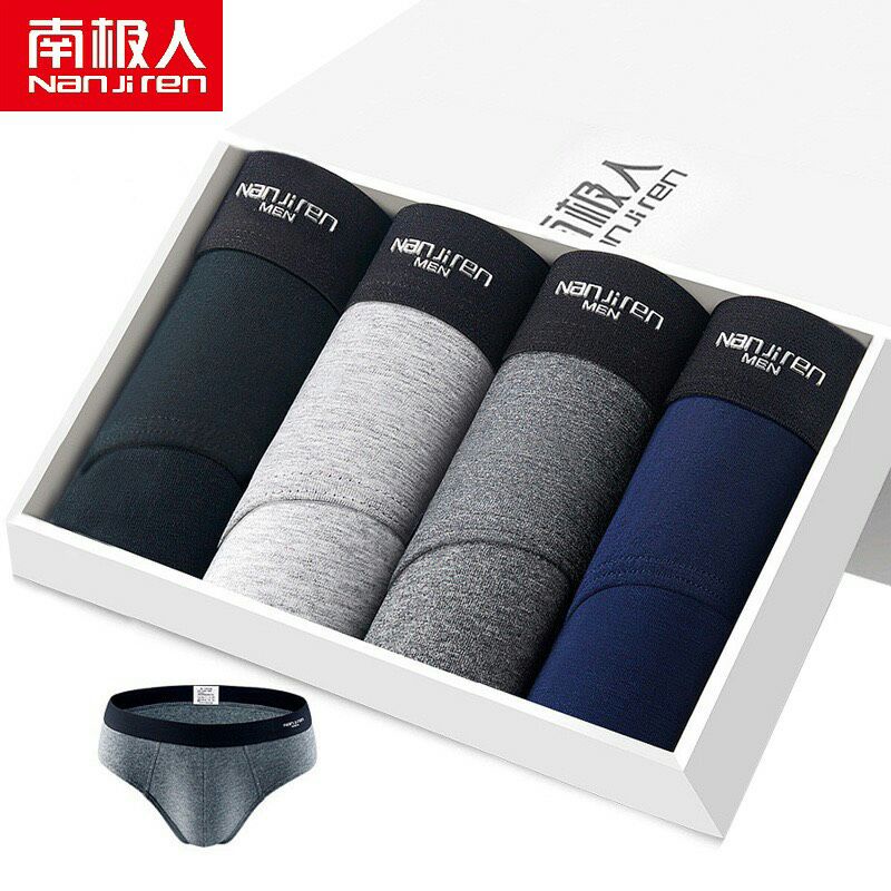 Set 4 quần lót tam giác nam cotton mềm co giãn, cạp chắc chắn chuẩn hãng Nanjiren