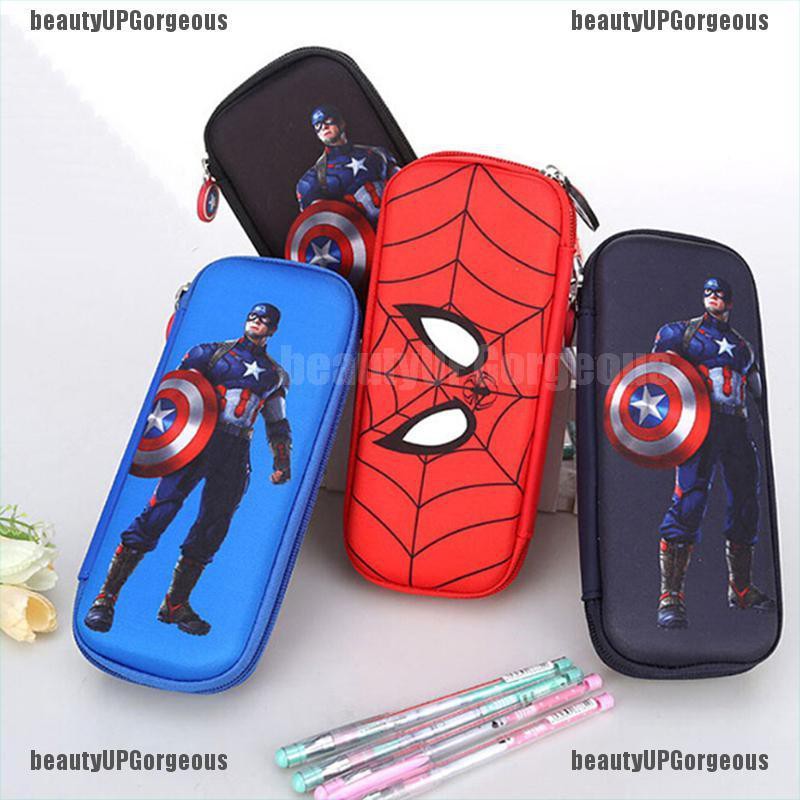 1 Hộp Đựng Bút Bằng Eva Họa Tiết Marvel Captain America / Spiderman Độc Đáo Cho Học Sinh