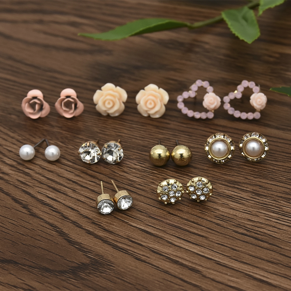 Set 9 Đôi Khuyên Tai Phong Cách Retro Thời Trang Cho Nữ