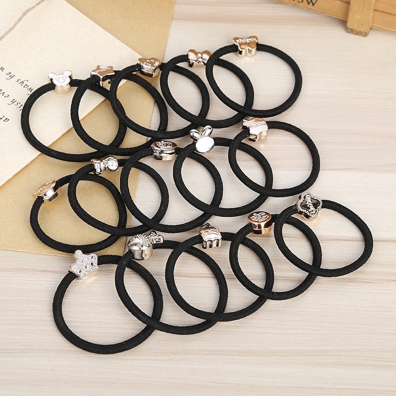 Dây thun cột tóc phong cách Hàn Quốc co giãn đính họa tiết xinh xắn