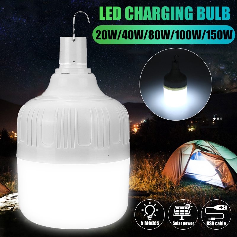 Bóng đèn LED có dây cáp USB năng lượng mặt trời 20W/ 40W/ 80W/ 100W/ 150W