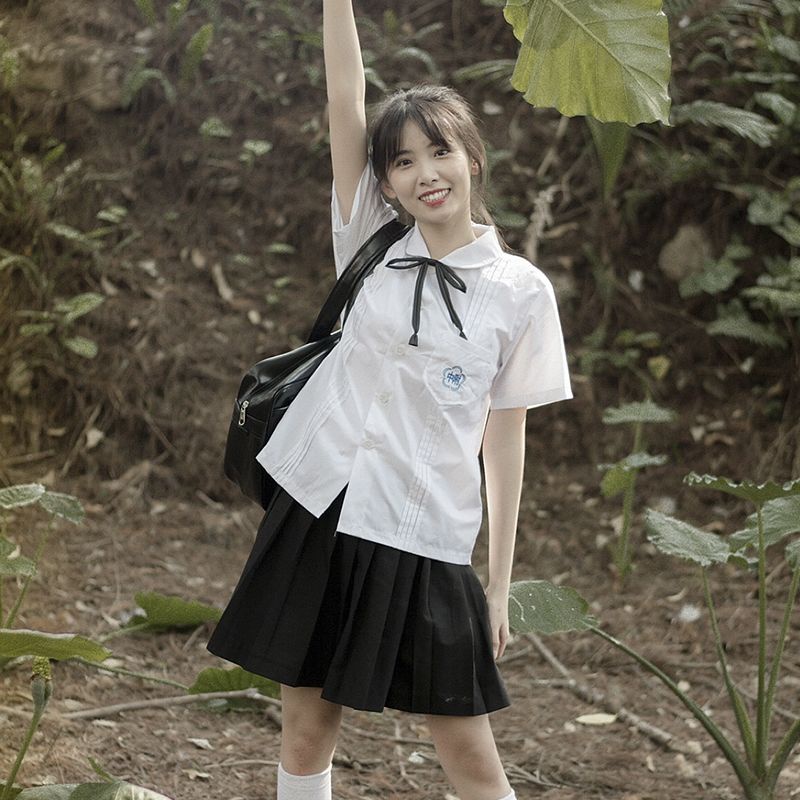 Bộ đồng phục học sinh phối chân váy thời trang mùa hè dễ thương cho nữ