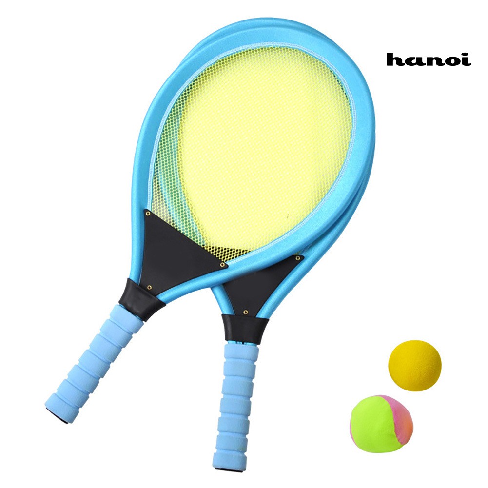 [QL]1 Pair Kids Children Outdoor Sport Safe Tennis Racket Play Game Toy with 2 Balls