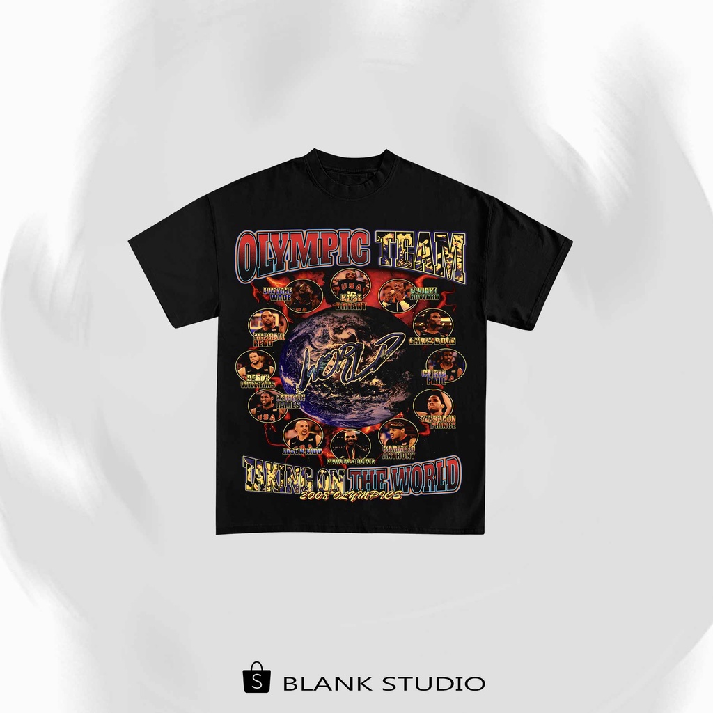 BLANK | Áo Thun OLYMPIC Tay Lỡ Unisex - Đen/Trắng Cổ Tròn