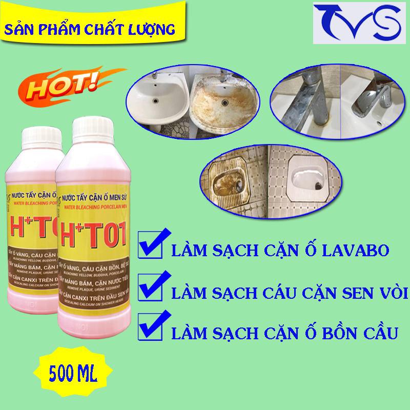 Tẩy Trắng Men Sứ TVS Tẩy Bồn Cầu, Bồn Rửa Mặt, Inox, Sen Vòi, Lavabo, Gạch Men 500ml