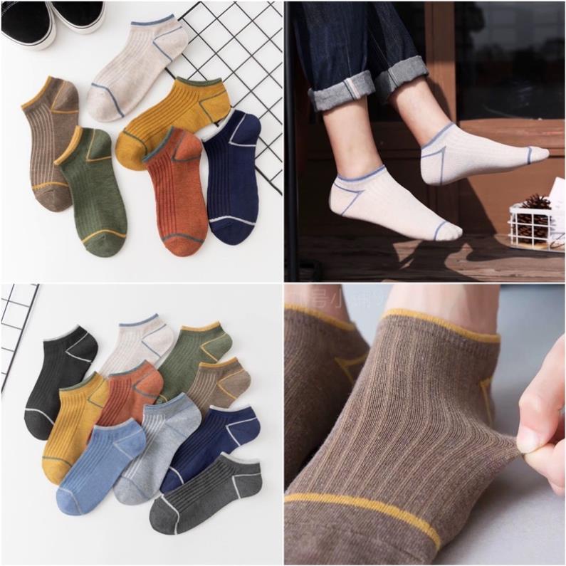 Tất kẻ nam nữ cổ ngắn Softie thể thao thời trang cao cấp khử mùi kháng khuẩn tt1
