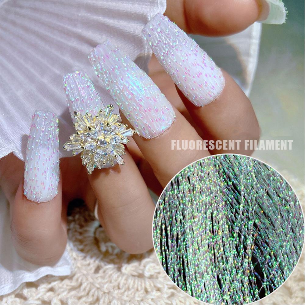 Cuộn Dây Lụa Dạ Quang Nối Dài Móng Tay Phát Sáng Trong Bóng Tối DIY