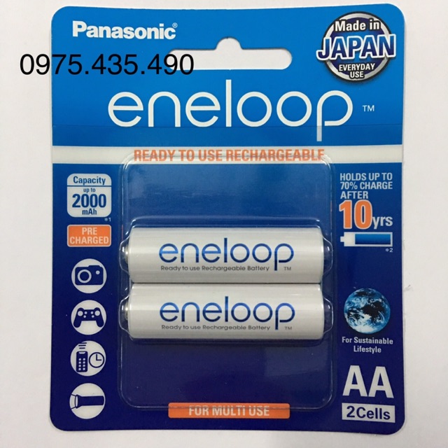 Pin Sạc AA Panasonic Eneloop 2.000mAh Vỉ 2 Viên - Made in Japan