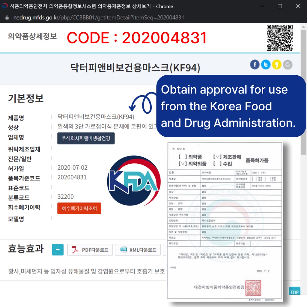 [Mẫu mới] Khẩu trang 2D KF94 Hàn Quốc 4 lớp nhiều màu / MADE IN KOREA 100%