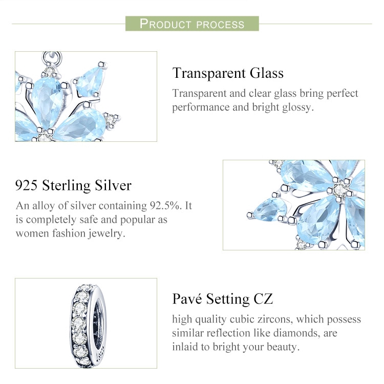 Hạt phụ kiện Bamoer SCC940 bằng bạc 925 hình bông tuyết mùa đông đính đá CZ thanh lịch