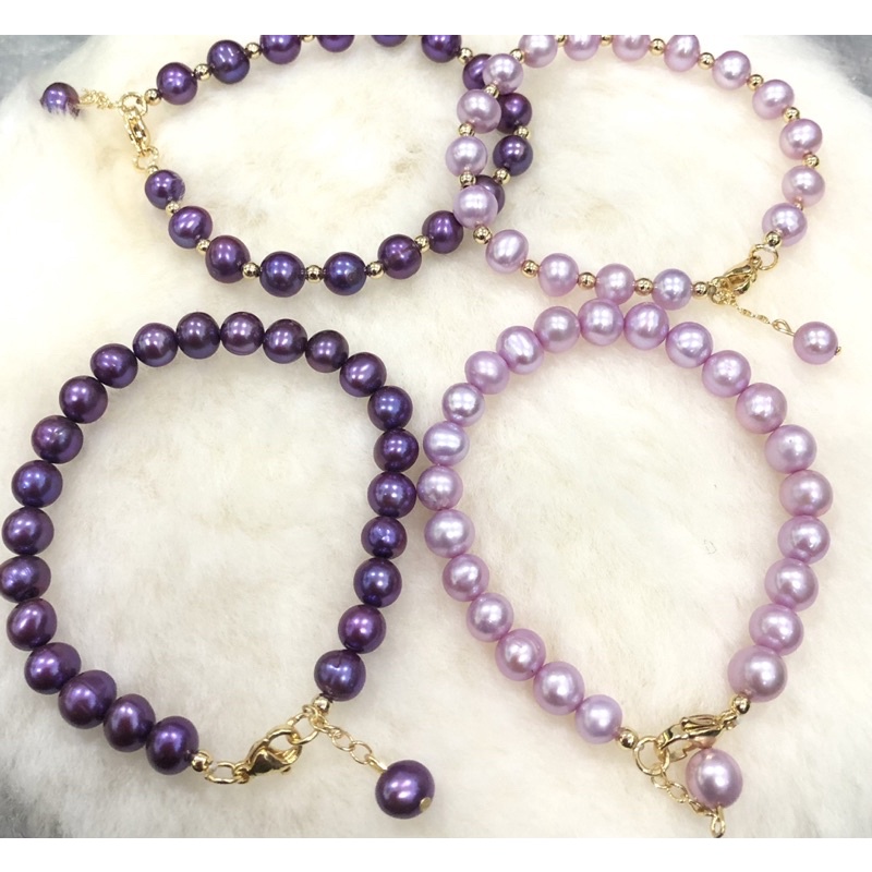 Vòng tay mix bi titan hạt ngọc trai nhân tạo 7ly