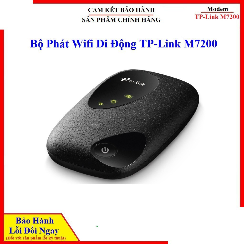 Bộ phát wifi di động TP-Link M7200 3G/4G LTE, tốc độ 150Mbps ,pin sạc 2000mAh. Chính hãng, BH 24 tháng