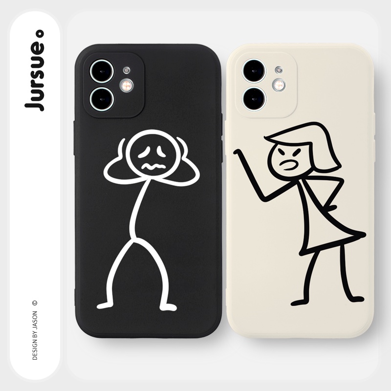 Ốp lưng JURSUE mềm hình cặp đôi dễ thương đẹp cho iPhone 13 12 11 Pro Max SE 2020 X XR XS 8 7 ip 6S 6 Plus kute Y1829