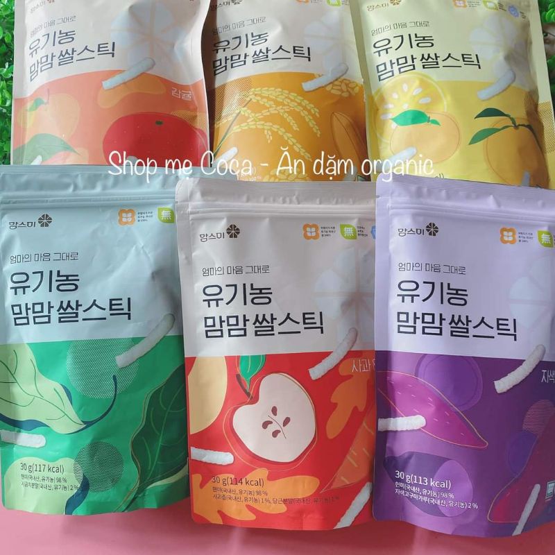 Bánh gạo hữu cơ hình que Momsmi 6m Hàn Quốc DATE 10/2023