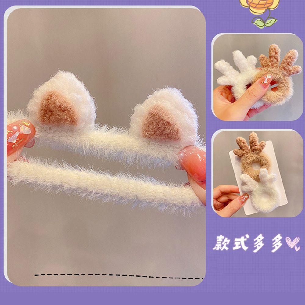 Suenin Dây Buộc Tóc Đuôi Ngựa Bằng Lông Thỏ Giả Hình Tai Gấu Cho Nữ