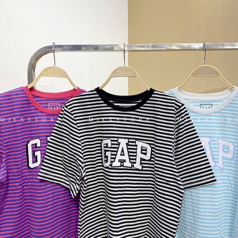 Áo Thun Nữ Sọc Gap phom lửng vừa chất cotton mềm mịn phom suông rộng trẻ trung