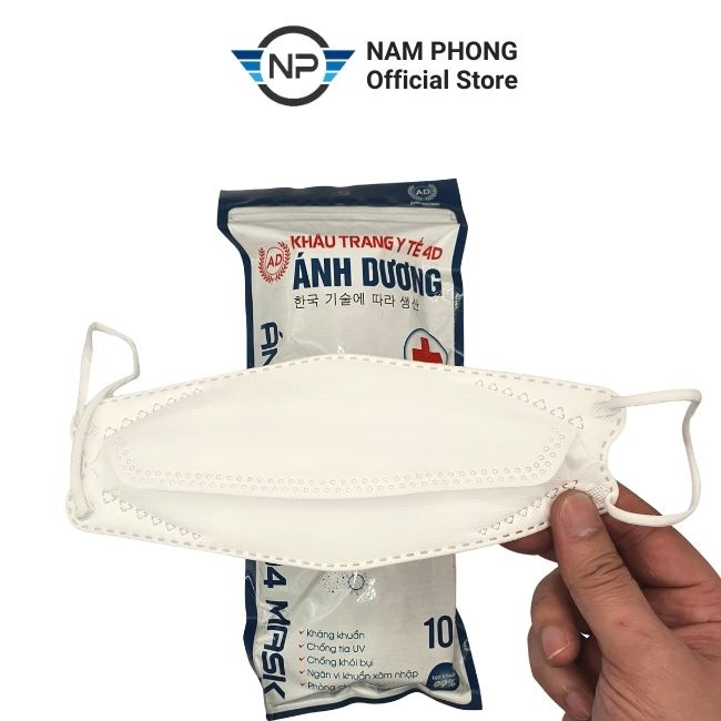 Khẩu trang 4D KF94 MASK công nghệ Hàn Quốc chống bụi mịn và kháng khuẩn, 4 lớp, màu trắng, gói 10 chiếc, namphong_store