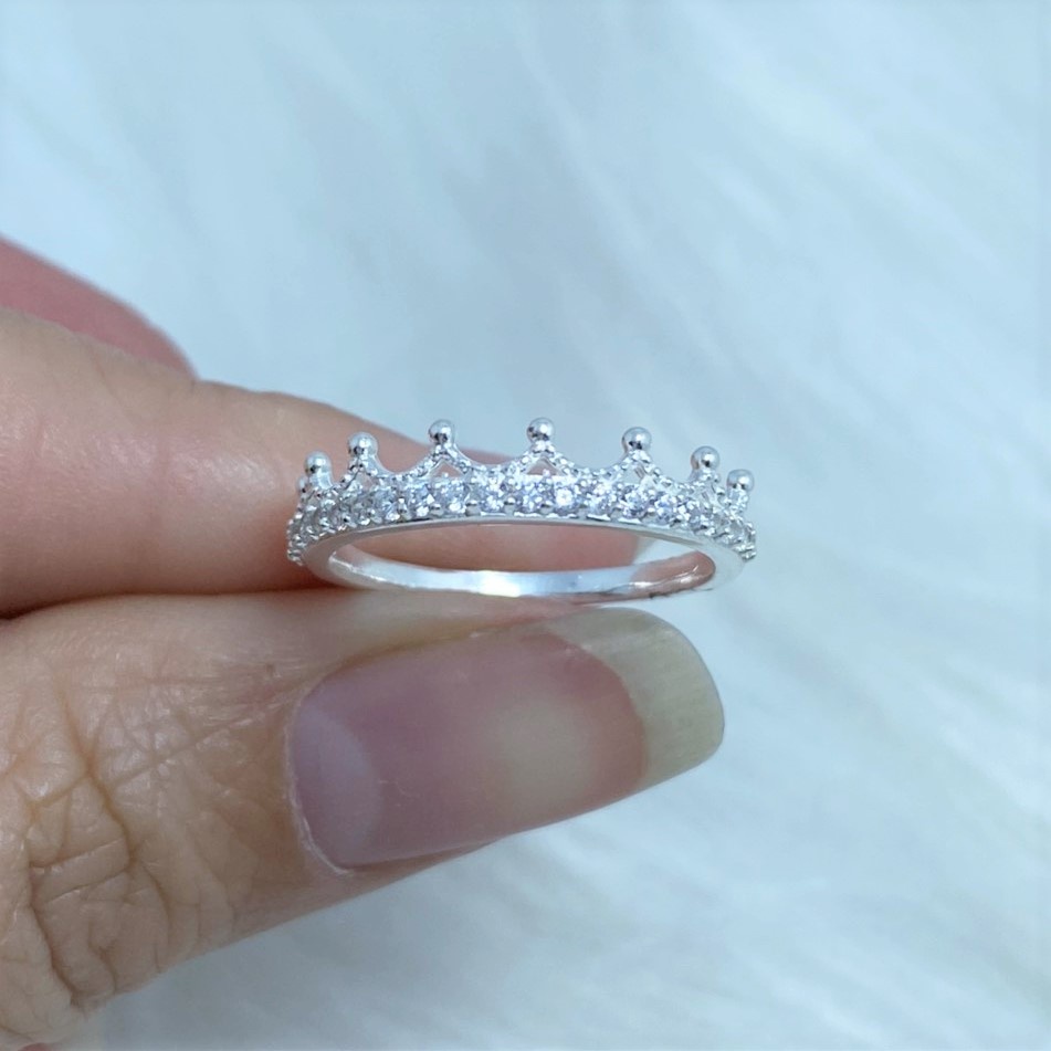 Nhẫn bạc nữ Evasilver, Nhẫn vương miện bạc ta nạm đá lấp lánh