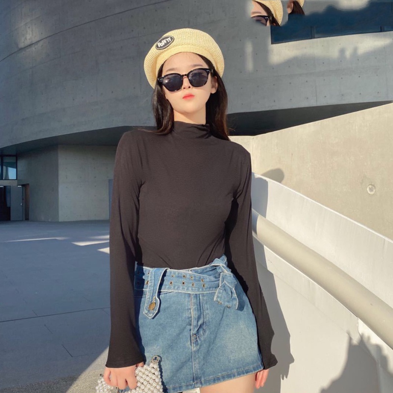 IELGY Áo Cổ Lọ Tay Dài Thời Trang Trẻ Trung Cho Nữ