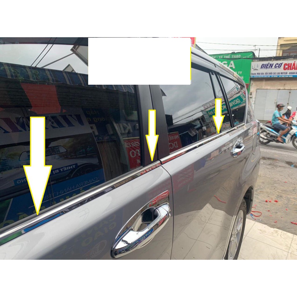 Nẹp chân kính inox xe Innova 2007 đến 2021 Inox Cao cấp sáng bóng không rỉ,