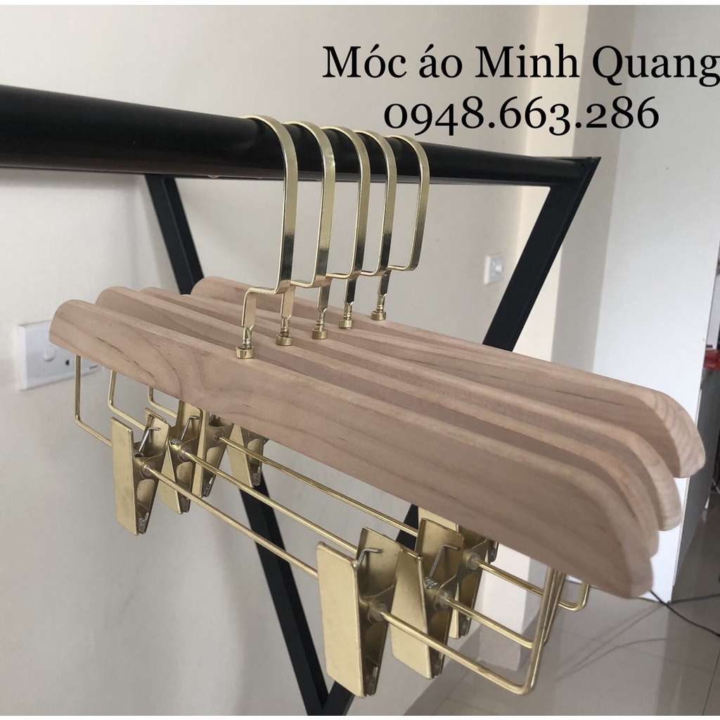 móc treo quần áo-kẹp gỗ mộc mạ vàng-mắc có thiết kế thanh ngang giúp tùy chỉnh dễ dàng hơn-hàng cao cấp