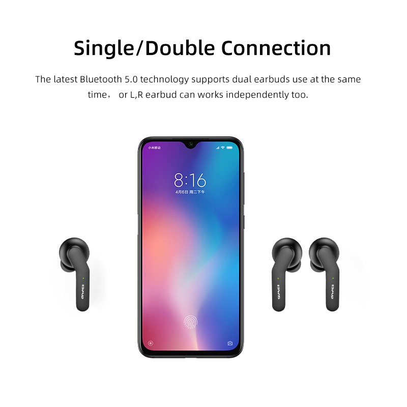 Tai Nghe AWEI T10C TWS Bluetooth V5.0 Chống Ồn Cho Chất Âm HiFi Stereo Hỗ Trợ Sạc Không Dây Có Chế Độ Chơi Game