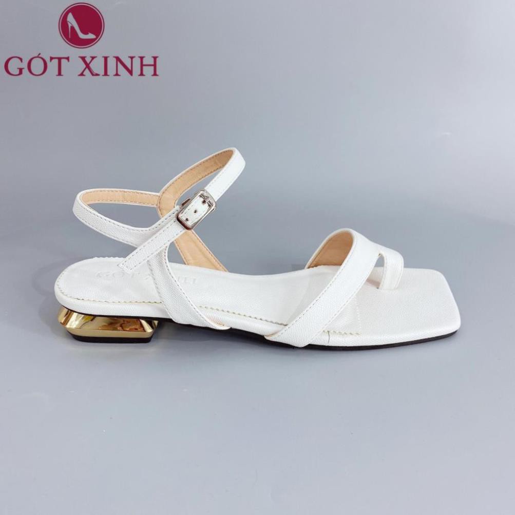 Xả Hàng- Sandal Gót Thương Hiệu Gót Xinh GX220 Da Mềm Xỏ Ngón Đế Vuông Có Quai Hậu Cao 2cm - ,