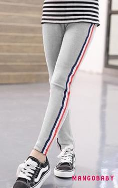 Quần Legging Co Giãn Họa Tiết Kẻ Sọc Cho Bé Gái