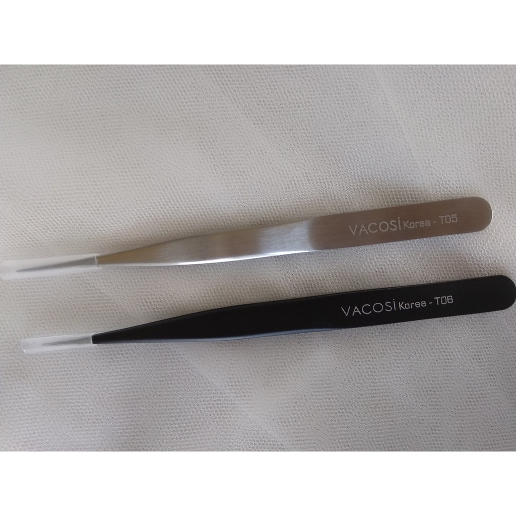 Nhíp nối mi thẳng Vacosi Pointed Tweezers Bạc T05 / Đen T06