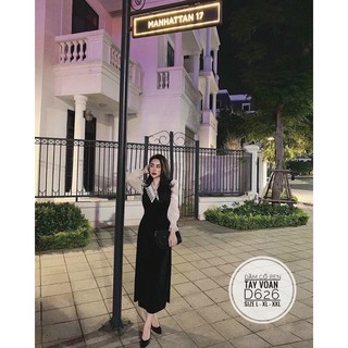 Bigsize Đầm cổ ren tay voan D626