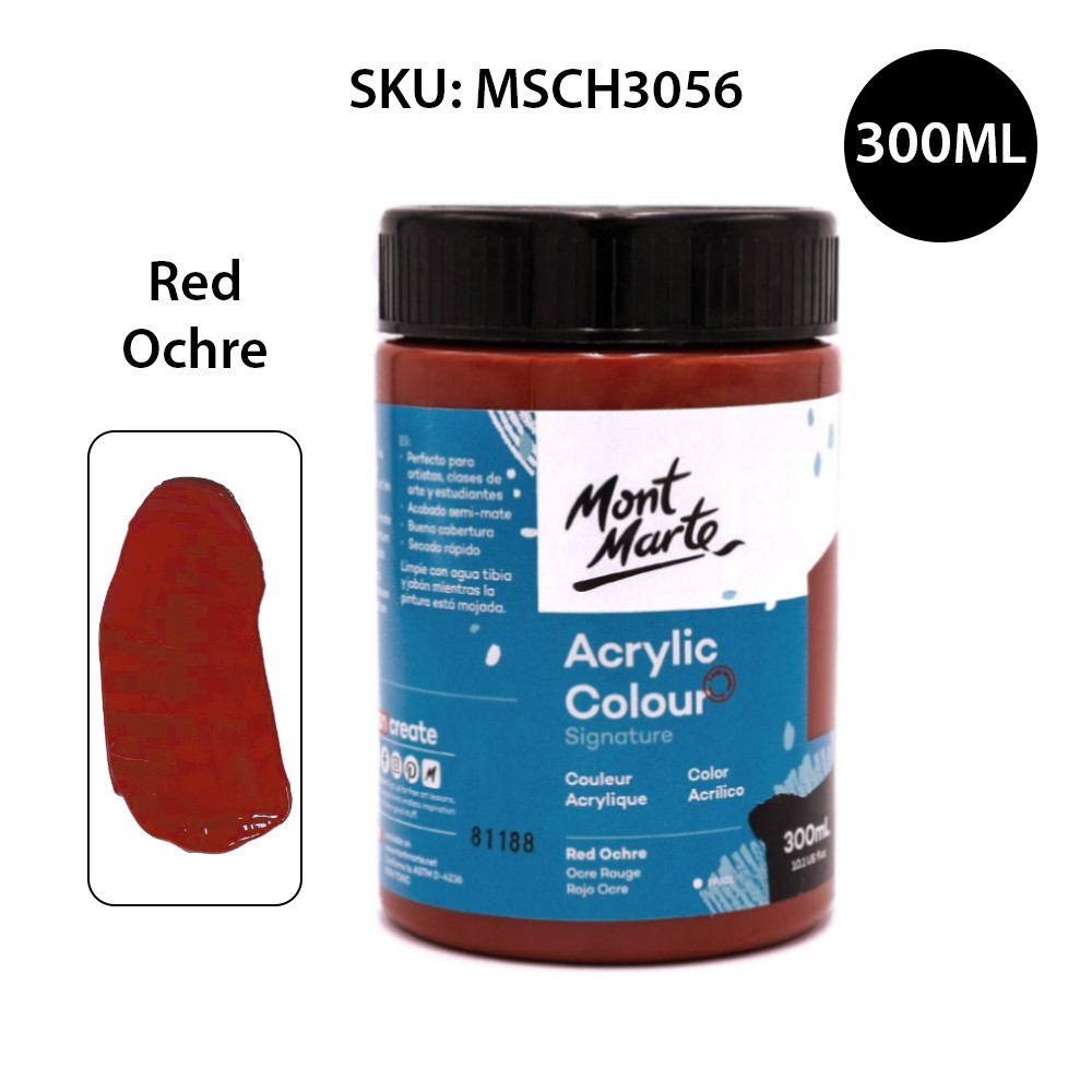 Màu Acrylic Mont Marte 300ml - Red Ochre - Acrylic Colour Paint Signature 300ml (10.1oz) - MSCH3056