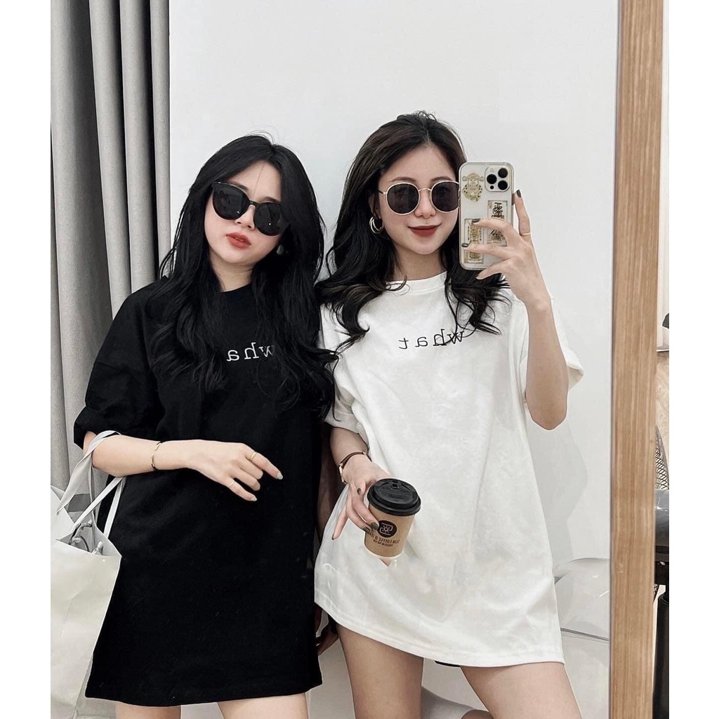 Áo Thun Cộc Tay Cổ Tròn Oversize In Chữ What 💙 HD Clothings 💙 Phông trơn tay lỡ dáng rộng nam nữ họa tiết basic Ulzzang