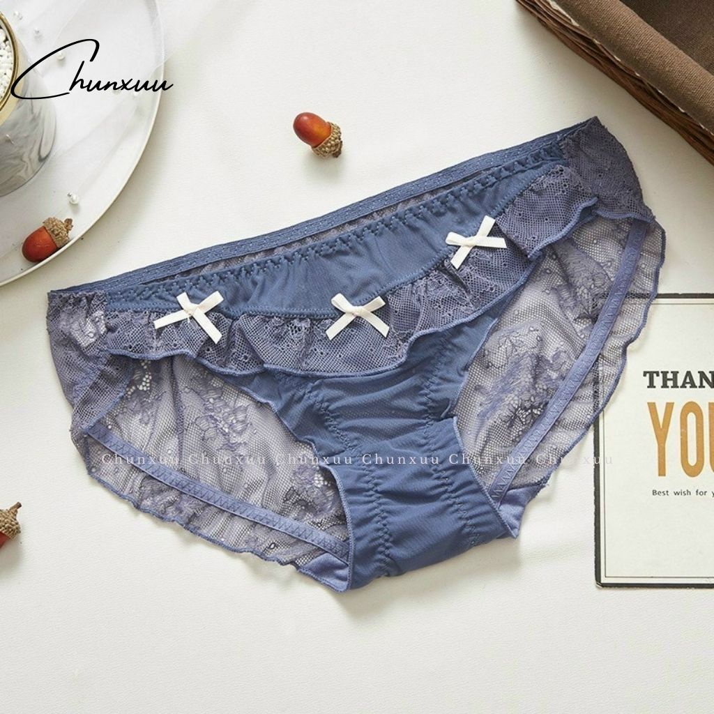 Quần lót nữ ren hoa CHUNXUU, thiết kế đính nơ chất ren mềm mại thoáng khí - QC70
