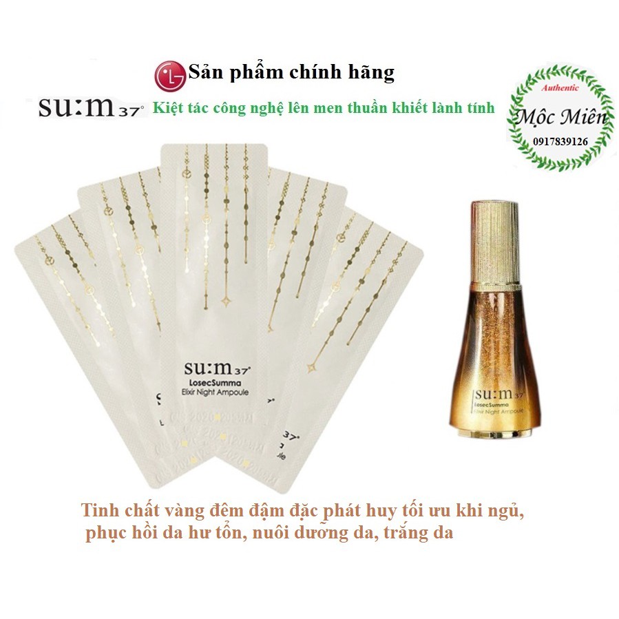 Gói tinh chất vàng đêm Sum siêu nuôi dưỡng,trẻ hóa,xóa nám,tàn nhang, mụn Su:m37 Losec Summa Elixir Night Ampoule