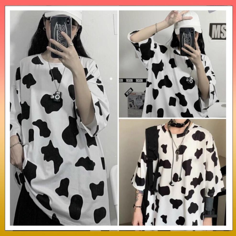 Áo thun bò sữa tay lỡ Unisex nam nữ, form phông rộng chất vải cotton dày mịn mặc freesize phong cách Ulzzang  ྇